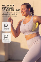 Reggiseno da corsa con motivo a strisce Power Zip Front | Reggiseno sportivo ad alto sostegno da donna