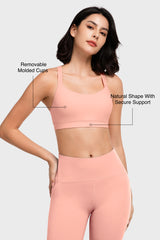 Reggiseno yoga imbottito con scollo a barchetta e doppie spalline | Reggiseno sportivo con supporto leggero da donna