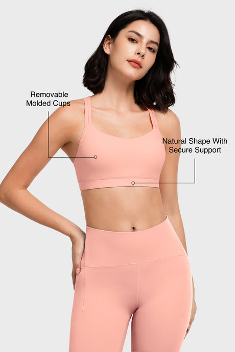 Shift™ Scoop Neckline Double Straps Padded Yoga Bra | Women's Light Support Sports Bra