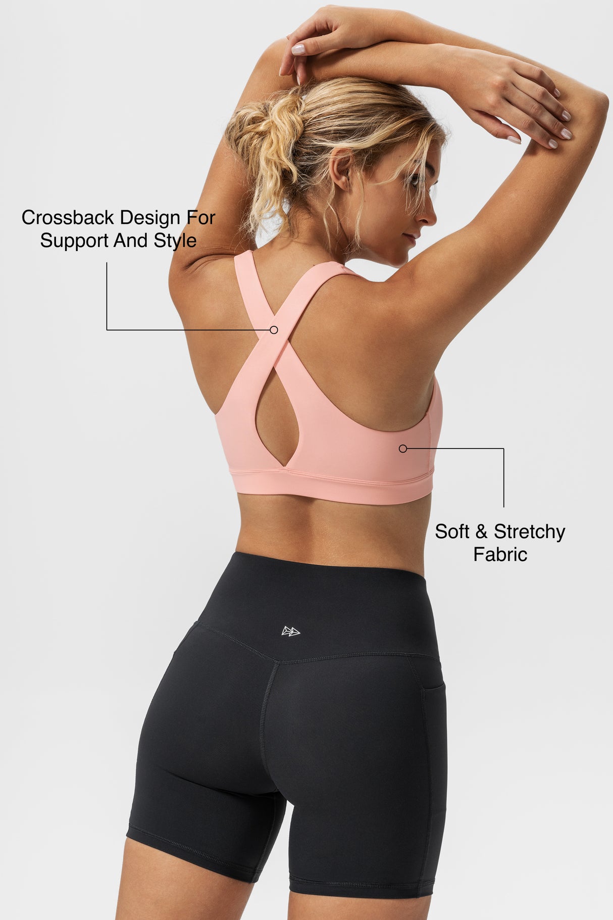 Reggiseno yoga imbottito con scollo a barchetta e schiena incrociata | Reggiseno sportivo con supporto leggero da donna