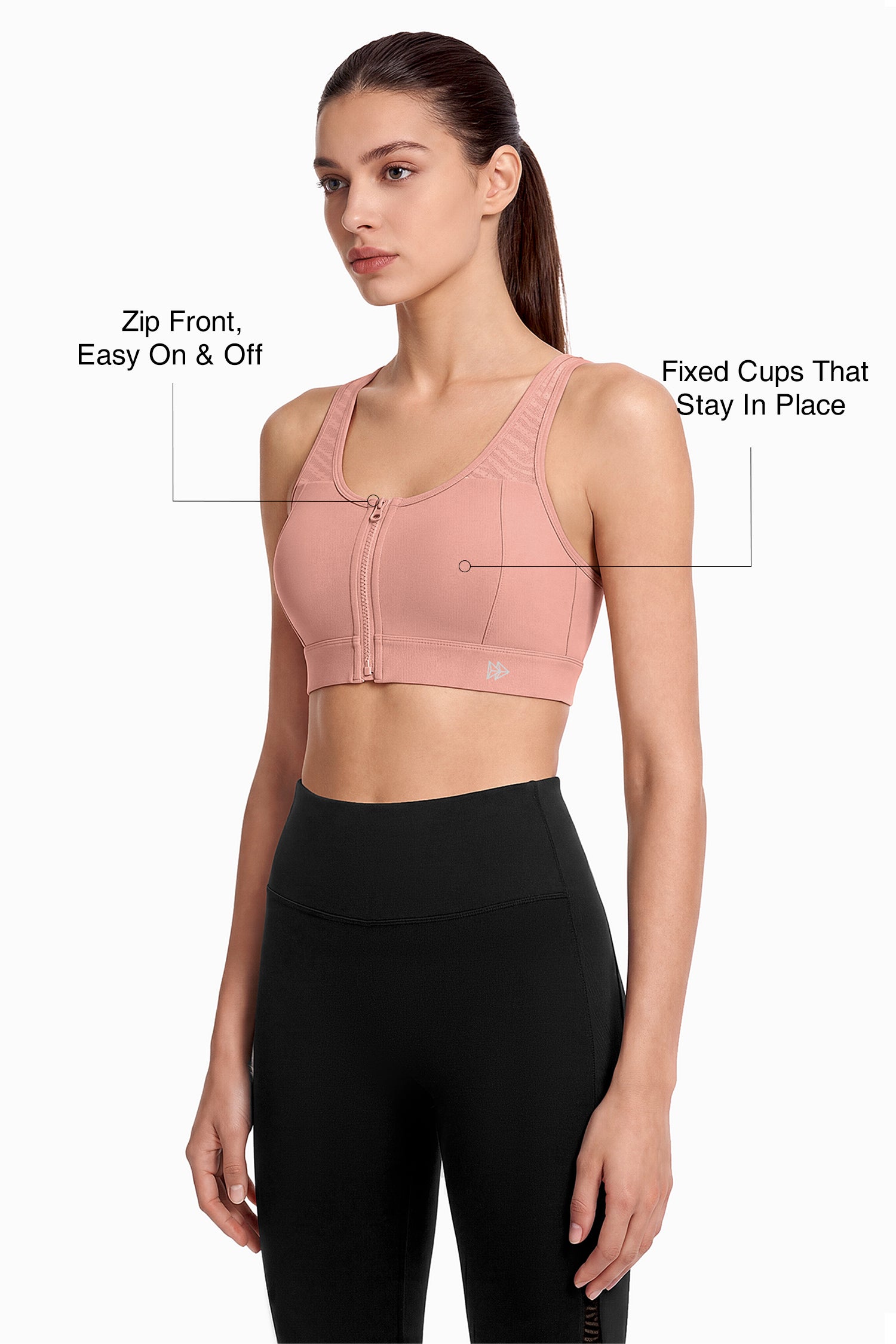 Power™ Breathable Zip Front Fixed Cups High Impact Bra | Women's