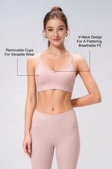 Anywhere™ Removable Push up Cups Yoga Bra V-Neck Double Straps | Women's Light Support Sports Bra