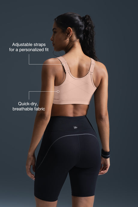 Reggiseno da corsa imbottito con spalline regolabili Power Zip | Reggiseno sportivo ad alto sostegno da donna