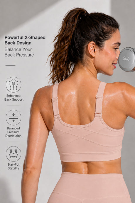 Power Zip Verstellbare Träger Gepolsterter Lauf-BH | Damen Sport-BH mit starkem Halt