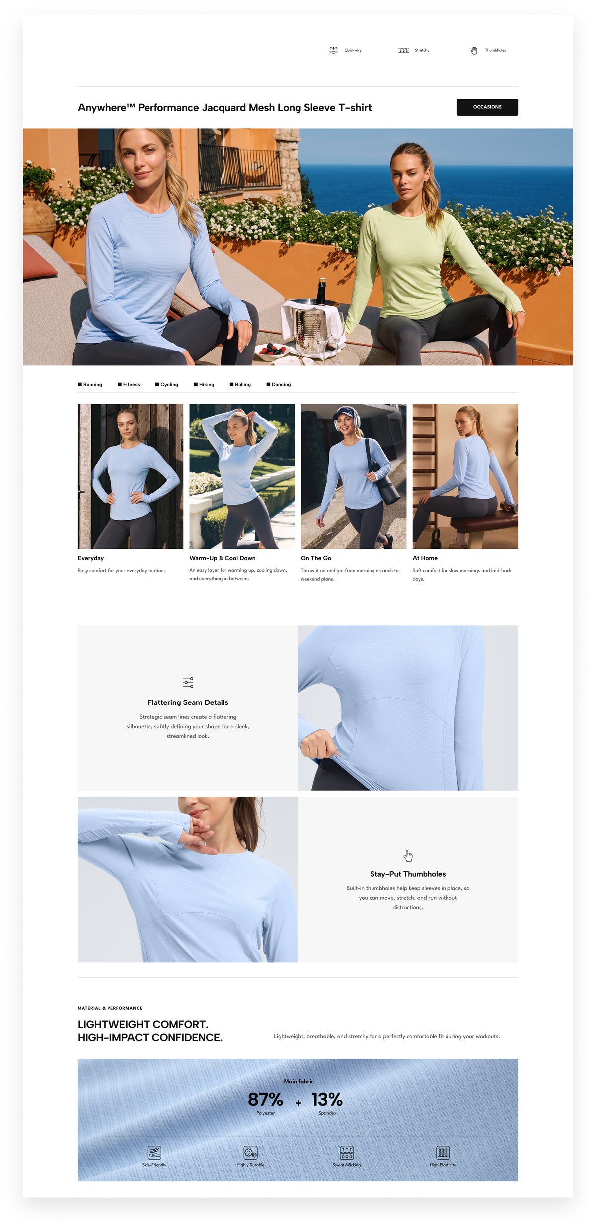 Anywhere™ Performance Jacquard Mesh Long Sleeve T-shirt | Women's Long Sleeve T-shirt