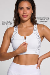 Power™ Zip-Front Mesh Racerback Sports Bra | High Support Best For Running, HIIT & Training