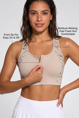 Power™ Zip-Front Mesh Racerback Sports Bra | High Support Best For Running, HIIT & Training