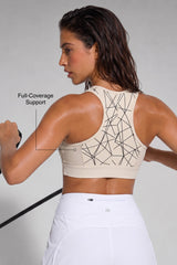 Power™ Zip-Front Mesh Racerback Sports Bra | High Support Best For Running, HIIT & Training