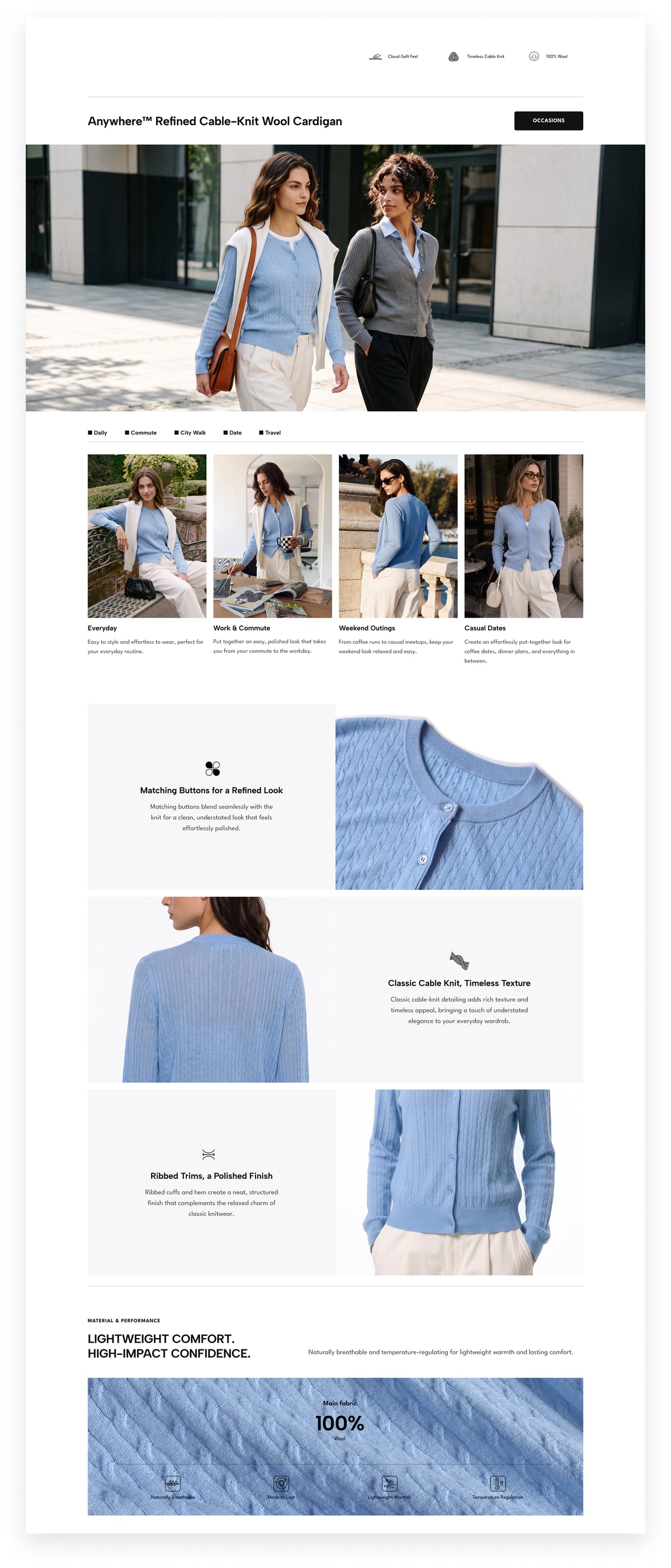 Anywhere™ Refined Cable-Knit Wool Cardigan | Women's Sweaters & Cardigans