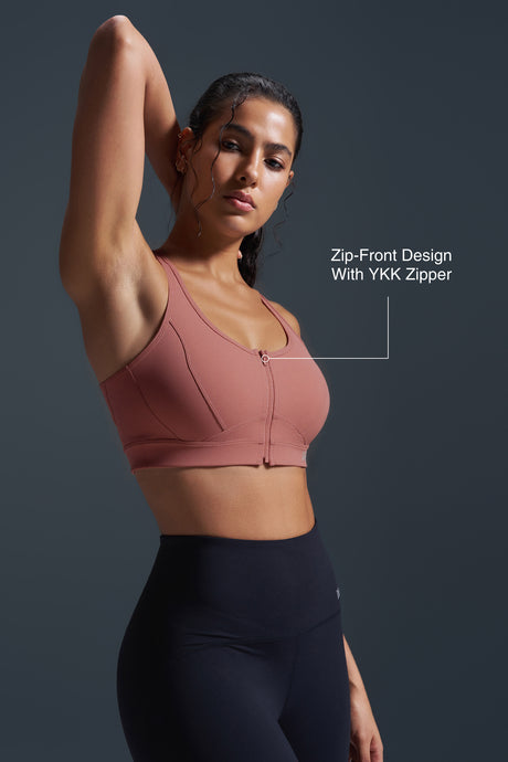 Enfold™ Zip Front Breathable Racerback High Impact Running Bra | Women's High Support Sports Bra