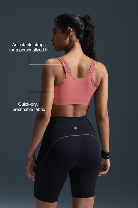 Reggiseno da corsa imbottito con spalline regolabili Power Zip | Reggiseno sportivo ad alto sostegno da donna