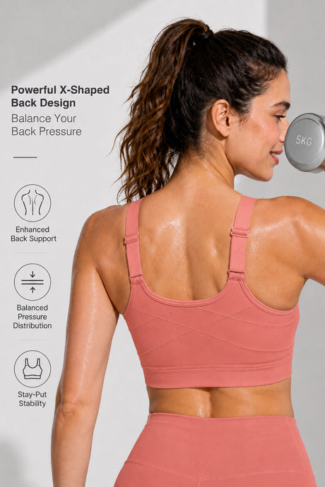 Power Zip Verstellbare Träger Gepolsterter Lauf-BH | Damen Sport-BH mit starkem Halt