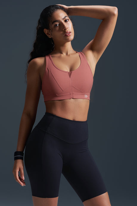 Enfold™ Zip Front Breathable Racerback High Impact Running Bra | Women's High Support Sports Bra