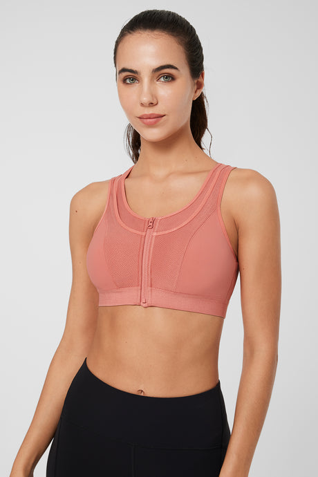 Enfold Zip Mesh Racerback gepolsterter Lauf-BH | Sport-BH mit starkem Halt für Damen
