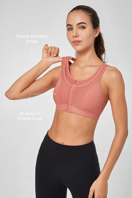 Enfold Zip Mesh Racerback Vadderad Löpar-BH | Sport-BH med Högt Stöd för Damer