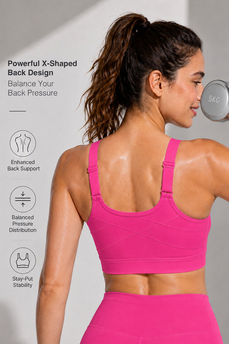 Power Zip Verstellbare Träger Gepolsterter Lauf-BH | Damen Sport-BH mit starkem Halt
