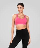 Sujetador de yoga acolchado Echo Long con tirantes cruzados dobles | Sujetador deportivo de sujeción ligera para mujer