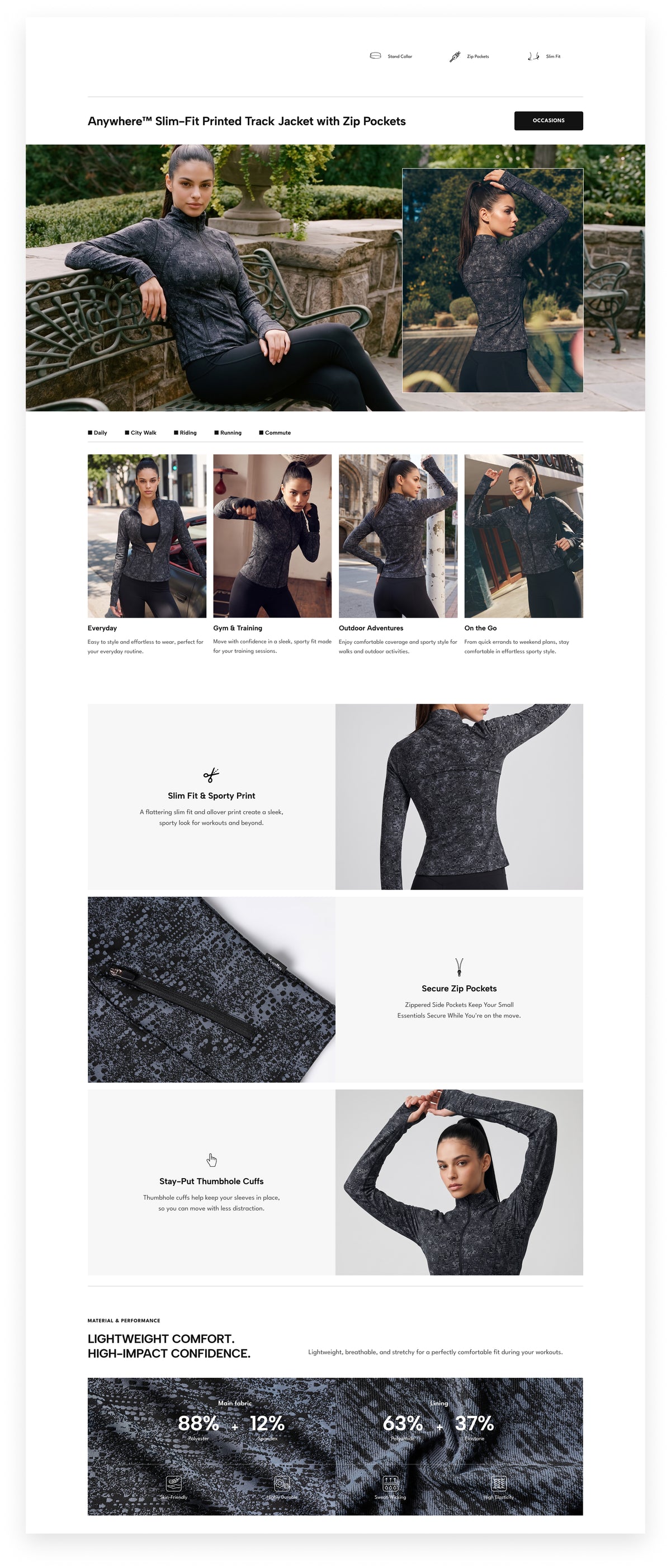 Anywhere™ Slim-Fit Printed Track Jacket with Zip Pockets | Women's Sports Jacket