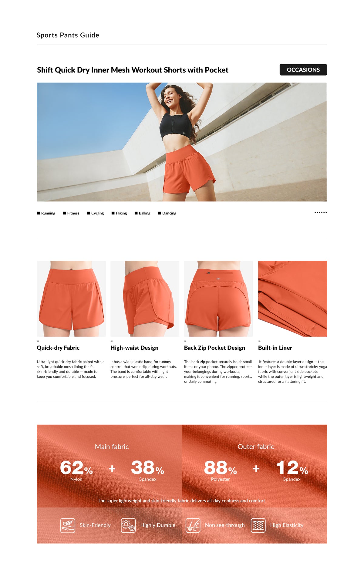 Pantaloncini da allenamento in rete interna ad asciugatura rapida Shift con tasca da 3,5'' | Pantaloncini da corsa da donna