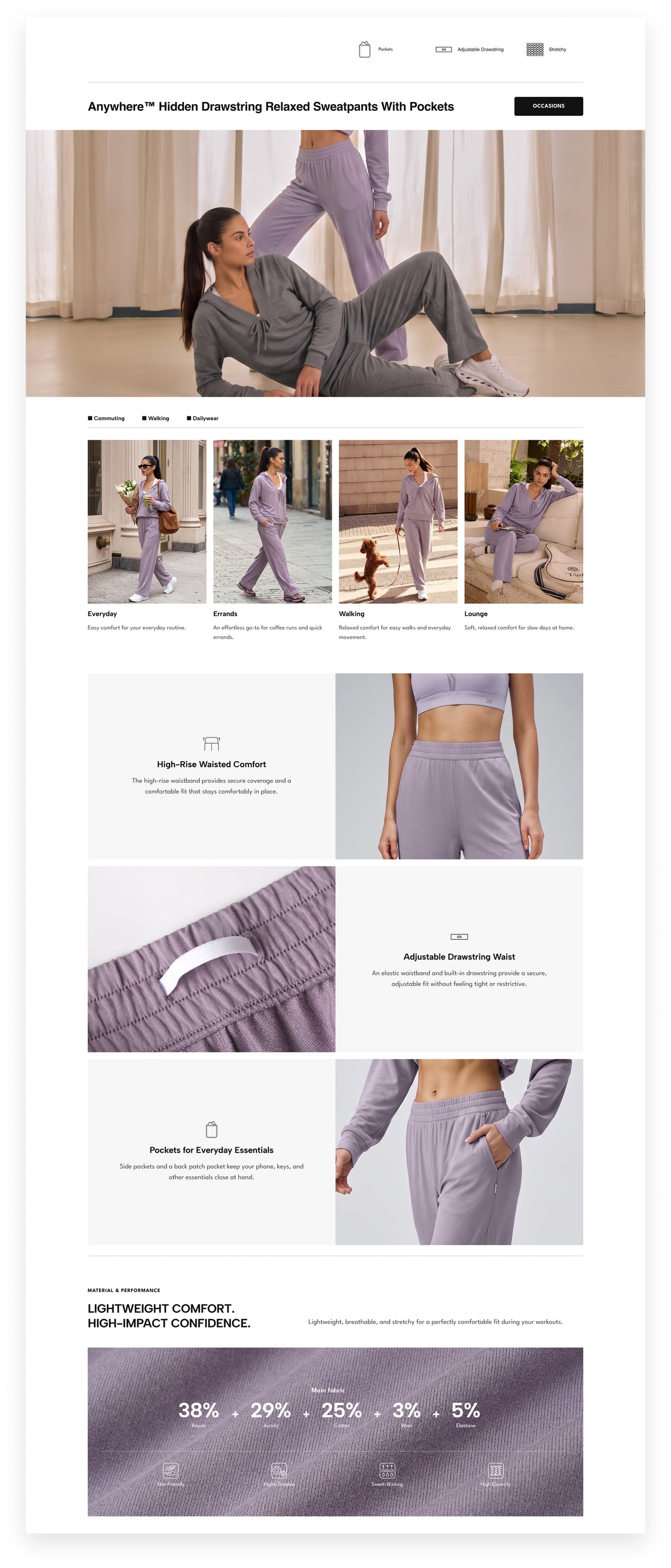 Anywhere™ Hidden Drawstring Relaxed Sweatpants With Pockets