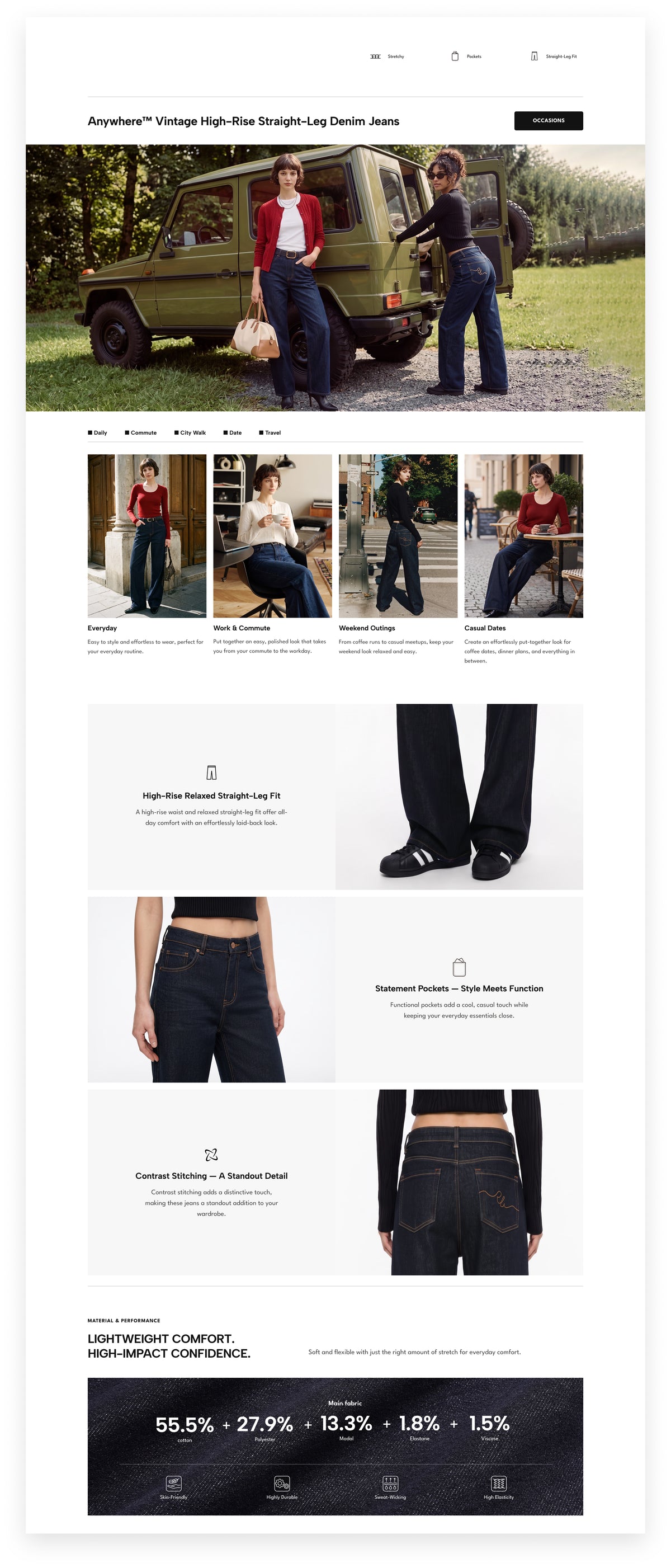 Anywhere™ Vintage High-Rise Straight-Leg Denim Jeans | Women's Pants