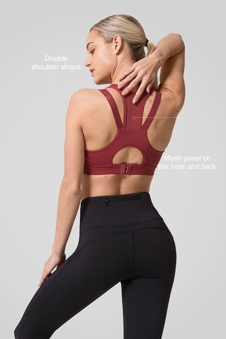 Power™ Zip Front Breathable Full-Coverage Running Bra | Women's High Support Sports Bra