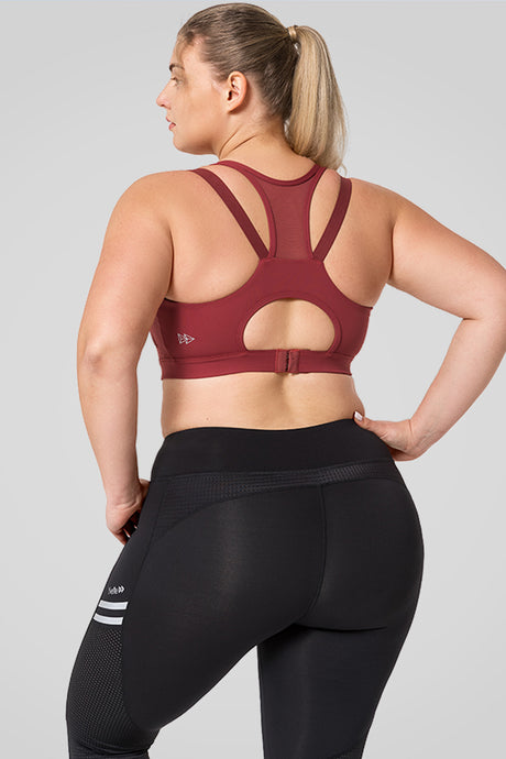 Power Zip Front Mesh Padded Running Bra | Damen Sport-BH mit starkem Halt