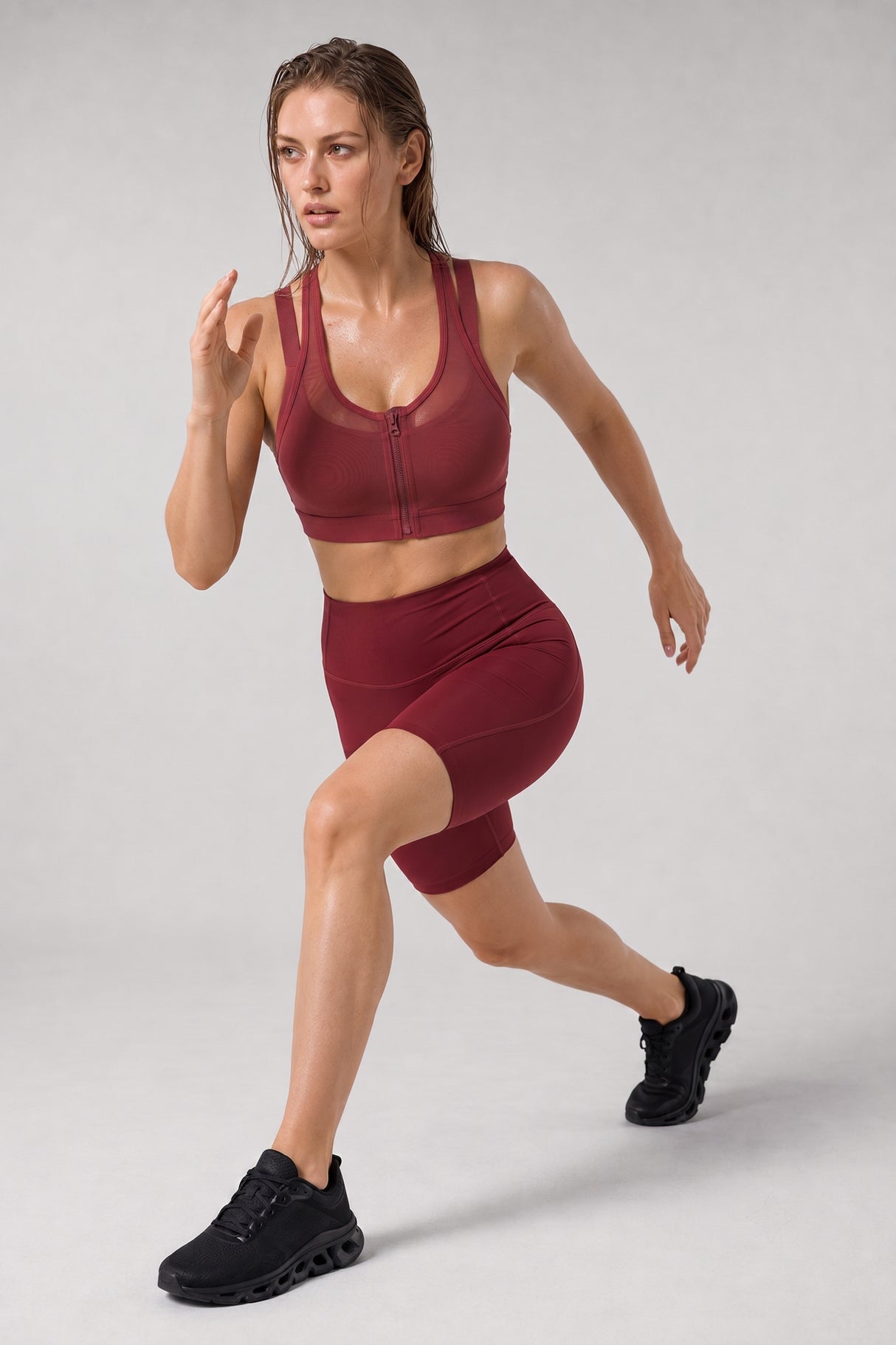 Power™ Zip Front Breathable Full-Coverage Running Bra | Women's High Support Sports Bra