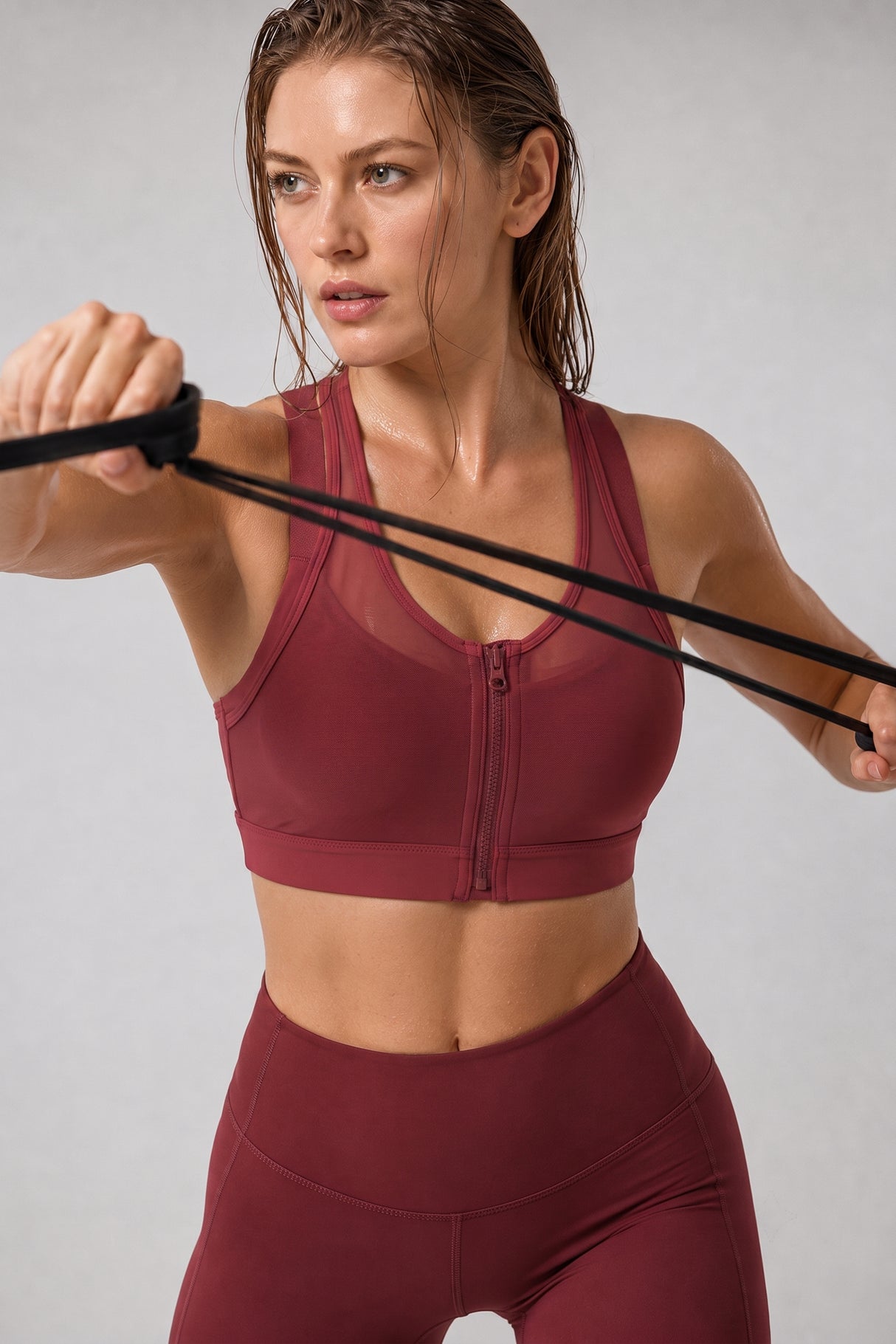 Power™ Zip Front Breathable Full-Coverage Running Bra | Women's High Support Sports Bra