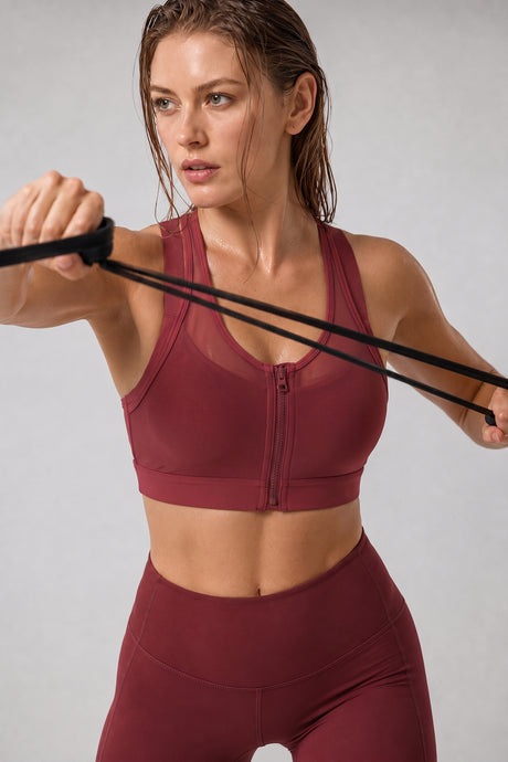 Power™ Zip Front Breathable Full-Coverage Running Bra | Women's High Support Sports Bra