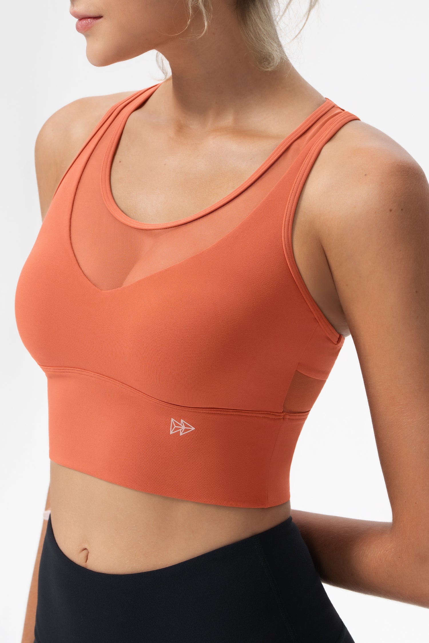 Reggiseno yoga imbottito lungo in rete con scollo a V profondo Echo | Reggiseno sportivo leggero da donna