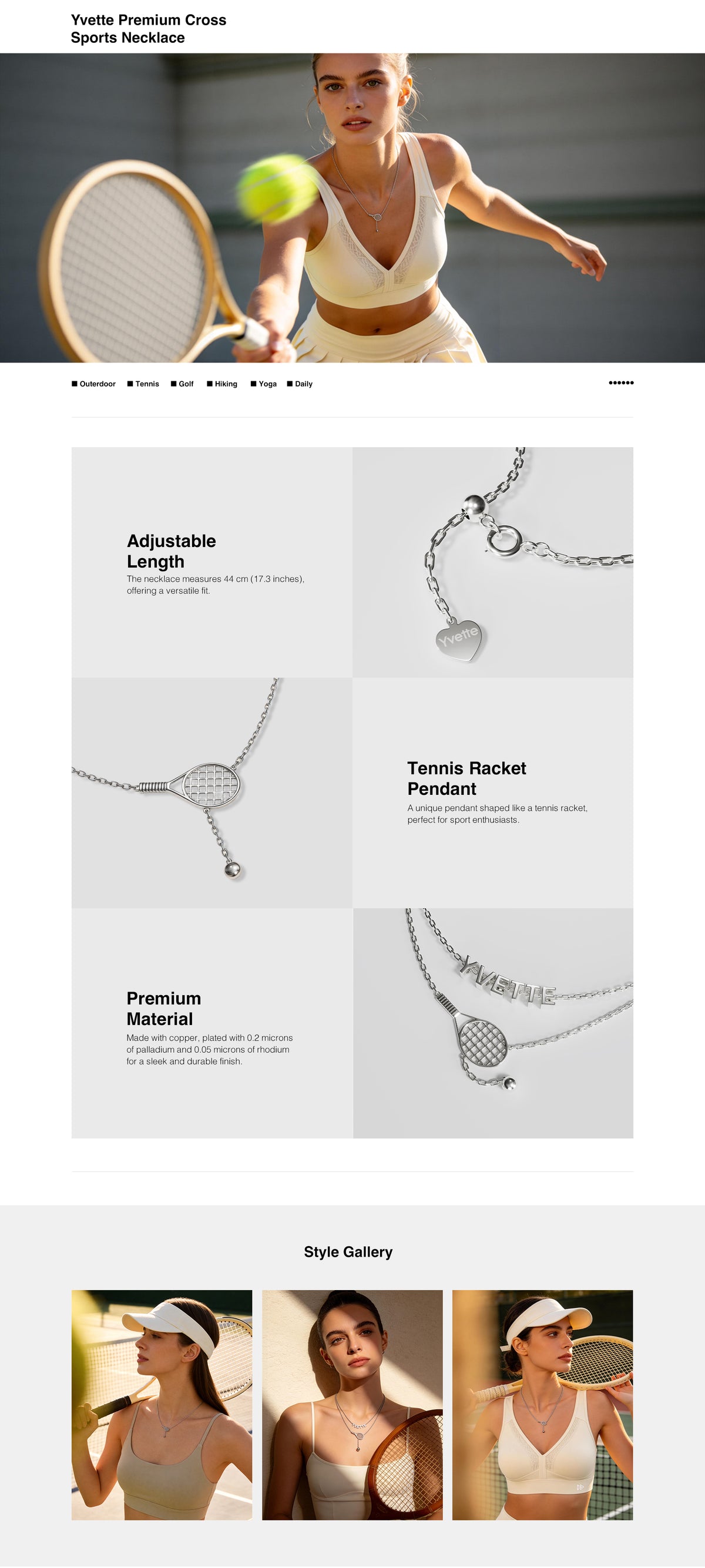 Yvette Premium Cross Sports Necklace