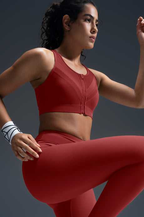 Enfold Zip Mesh gepolsterter Lauf-BH | Damen-Sport-BH mit starkem Halt
