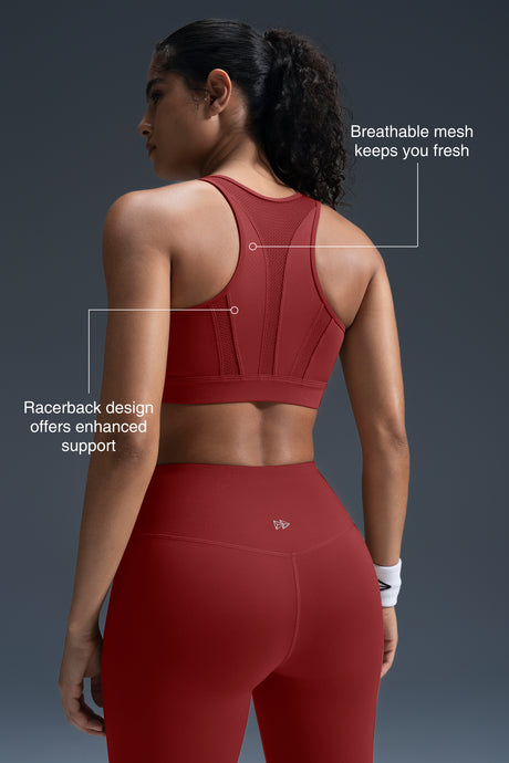 Enfold Zip Mesh gepolsterter Lauf-BH | Damen-Sport-BH mit starkem Halt