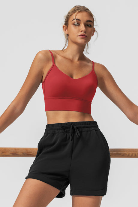 Echo Yoga-BH mit V-Ausschnitt, gerippt, gepolstert | Sport-BH mit leichter Unterstützung für Damen