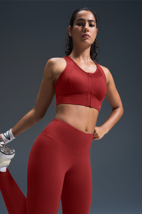Reggiseno da corsa imbottito Sculpt Zip Mesh Racerback | Reggiseno sportivo ad alto sostegno da donna