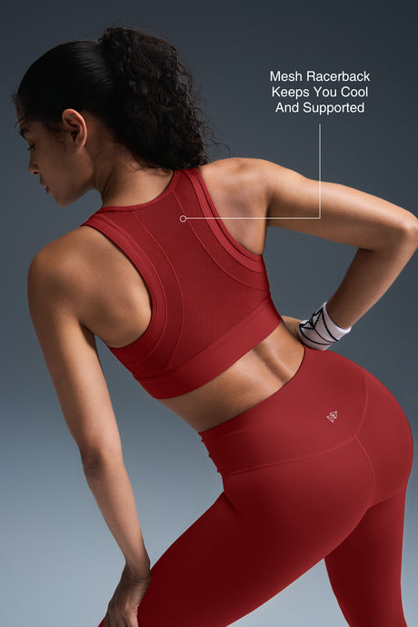 Reggiseno da corsa imbottito Sculpt Zip Mesh Racerback | Reggiseno sportivo ad alto sostegno da donna