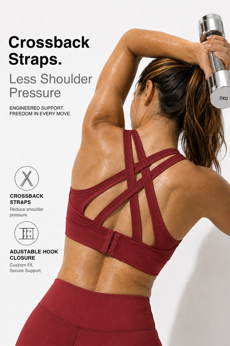 Power Cross Back gepolsterter Lauf-BH | Sport-BH mit starkem Halt für Damen