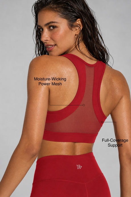 Reggiseno da corsa imbottito con schiena incrociata in rete e cerniera frontale Enfold | Reggiseno sportivo ad alto sostegno da donna