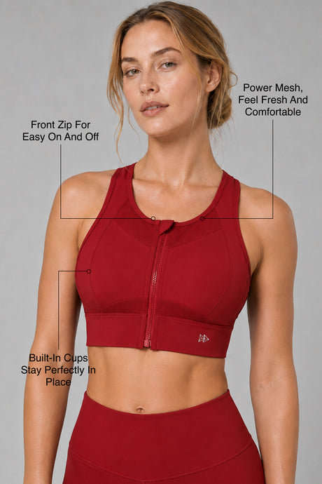 Sculpt™ Zip Front Breathable Racerback High Support Running Bra | Women's High Support Sports Bra