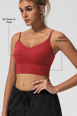 Echo™ V-Neck Ribbed Padded Yoga Bra | Women's Light Support Sports Bra
