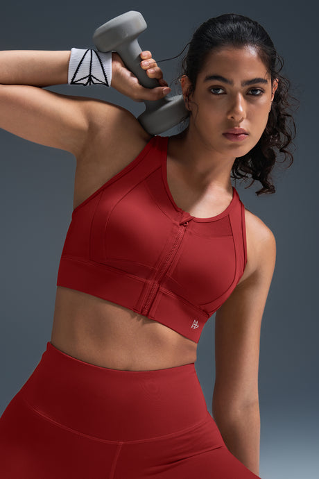 Reggiseno da corsa imbottito Sculpt Zip Mesh Racerback | Reggiseno sportivo ad alto sostegno da donna