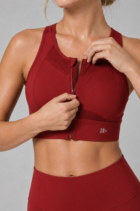 Sculpt™ Zip Front Breathable Racerback High Support Running Bra | Women's High Support Sports Bra