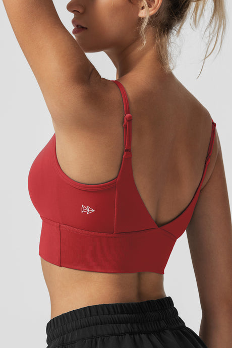 Echo Yoga-BH mit V-Ausschnitt, gerippt, gepolstert | Sport-BH mit leichter Unterstützung für Damen