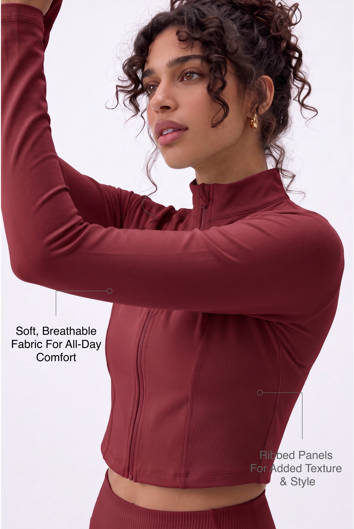 Anywhere™ Cropped Mock Neck Zip-Up Jacket | Women's Light Support Jackets