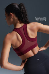 Enfold Zip Front Mesh Racerback Vadderad Löpar-BH | Sport-BH med Högt Stöd för Damer