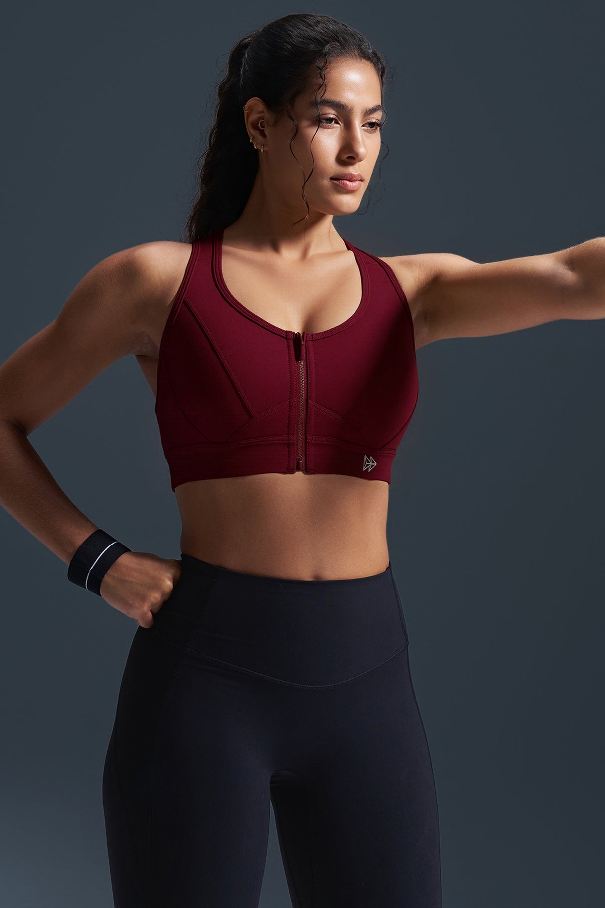Enfold Zip Front Mesh Racerback Vadderad Löpar-BH | Sport-BH med Högt Stöd för Damer