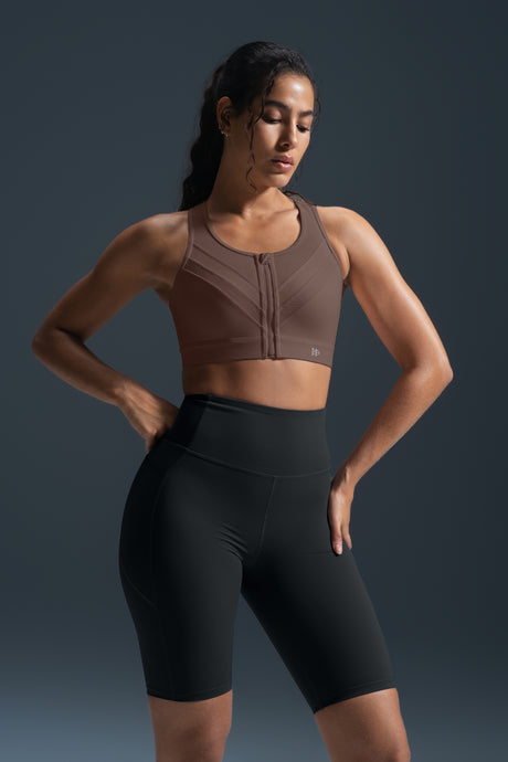 Enfold Zip Mesh Vadderad Löpar-BH | Sport-BH med Högt Stöd för Damer