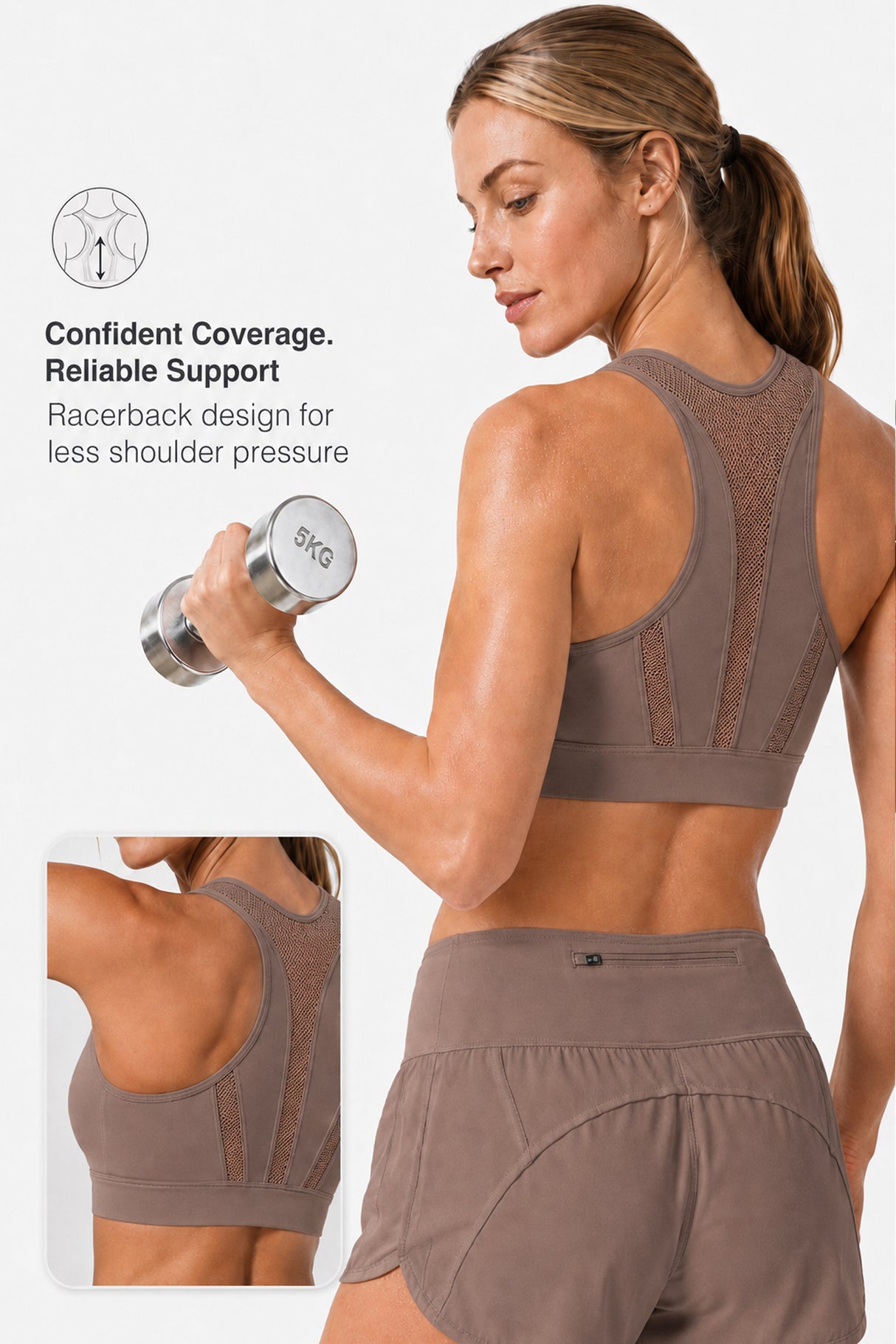 Enfold Zip Mesh gepolsterter Lauf-BH | Damen-Sport-BH mit starkem Halt