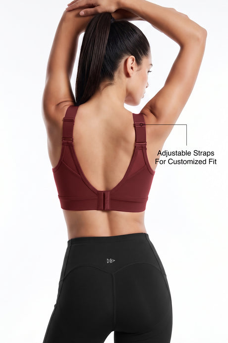 Shift™ Adjustable Straps Breathable Mesh With Sewn-In Pads High Support Sports Bra | High-Impact Support Best For Running, HIIT, Yoga & Training